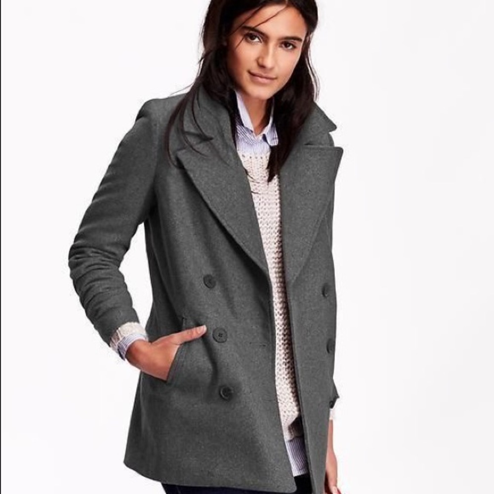 Old Navy Dark Gray Wool Blend Coat Women’s Size M, Like New Condition